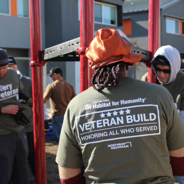 Image of Veterans building a playground structure